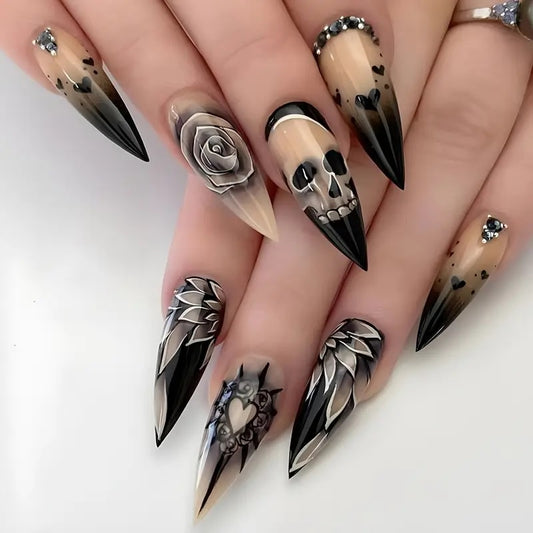Deathly Rose Press On Nails