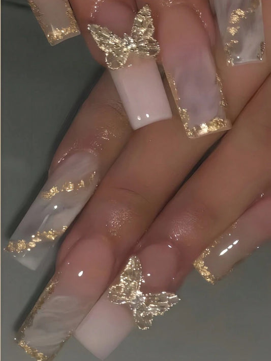 Golden Butterfly Press On Nails