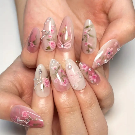 Pearls and Petals Press On Nails