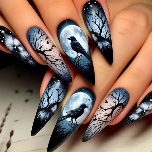 Raven In the Night Press On Nails