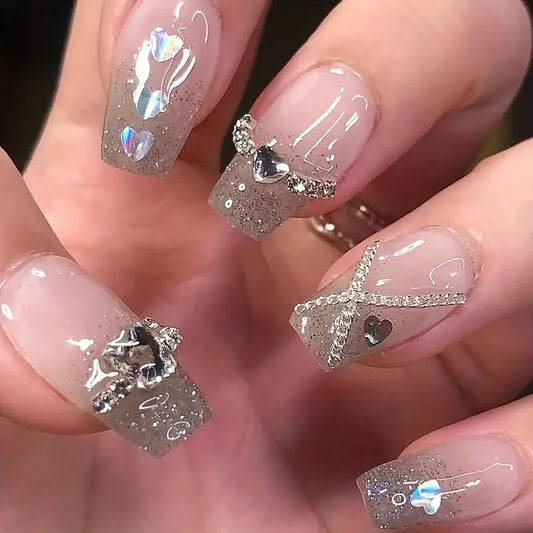 Silver Sparkle Press On Nails